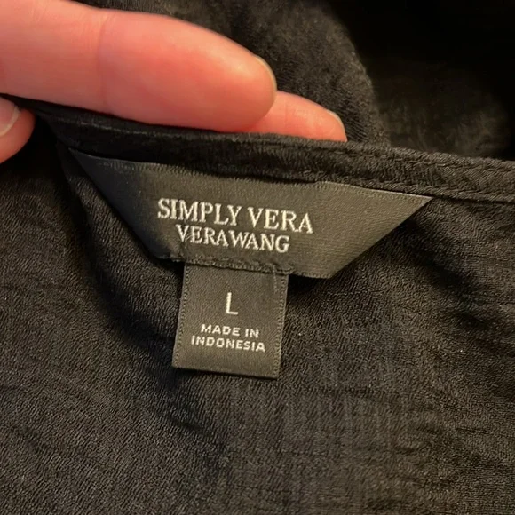 Simply Vera Vera Wang Black Short-Sleeve Maxi Dress, Size L - Picture 8 of 10